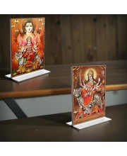 Lord Shiva & Lord Durga Acrylic T-Style Photo Stand - 7x9 Inches, Compact and Stylish Spiritual Display, easily change 2 photos (Pack of 1)