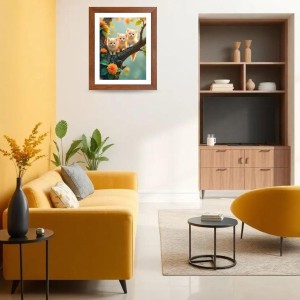 AI Funny Cute Birds Art Picture for Kids - 10x14 inches, Brown Color - Perfect Wall Decor for Children's Room