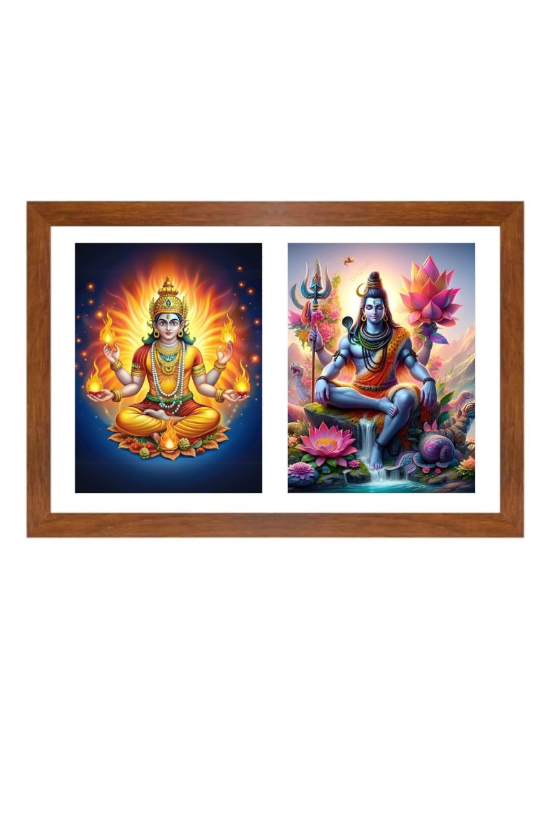 Agni deva and shiva Photo Frame - 19x23Inches - Spiritual Artwork for Home Decor, Puja Room and Office Decoration