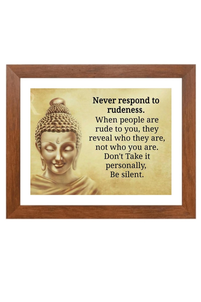 Buddha & His Famous Quote Photo Frame - Brown Frame, Perfect for Office & Wall Decoration, Ideal Gift