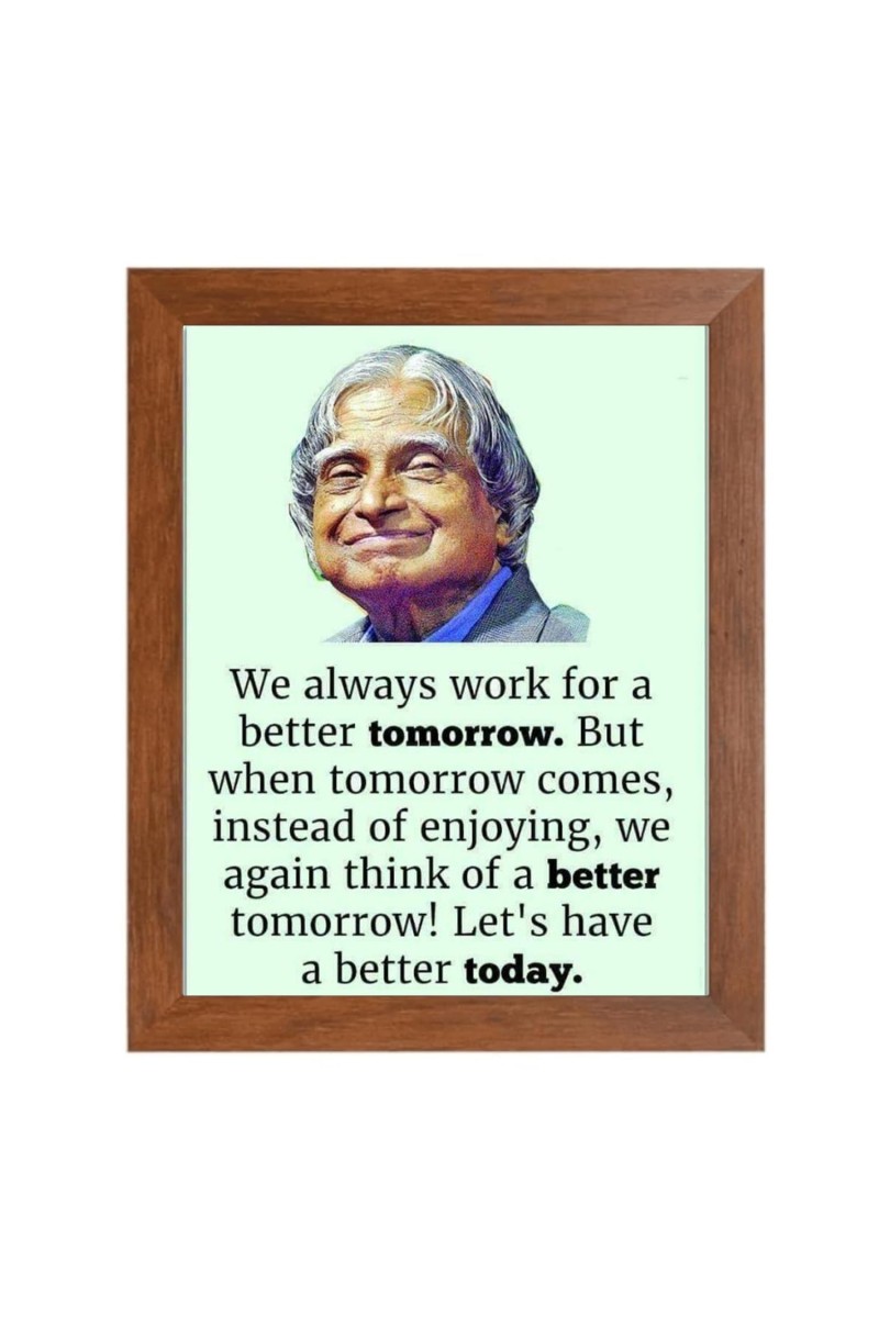 A P J Abdul Kalam & Famous Quote Brown Frame, 10x14InchesInspirational Wall Art for Office, Home DecorIdeal Spiritual Gift