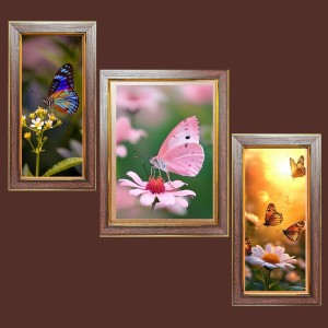 3-Pack The beautiful butterflies Photo Frames - 2 Pieces 12x19 Inch & 1 Piece 16x19 Inch - Rustic Wall Art for Home & Office Decor - Botanical Wall Hanging for Living Room, Bedroom, or Workspace