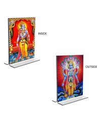 Sri Ram & Lord Vishnu Acrylic T-Style Photo Stand, Compact and Stylish Spiritual Display, easily change 2 photos (Pack of 1)