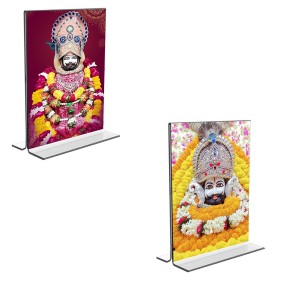 Car Desk/Table Top Lord Khatu shyam Acrylic T-Style Photo Stand - 2.5x3.5 Inches, Compact and Stylish Spiritual Display, easily change 2 photos (Pack of 1) Car Desk/Table Top Lord Khatu shyam Acrylic T-Style Photo Stand - 2.5x3.5 Inches, Compact and Stylish Spiritual Display, easily change 2 photos (Pack of 1)