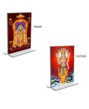 Lord Tirupati Balaji & Lord Vishnu Acrylic T-Style Photo Stand - 11x13 Inches, Compact and Stylish Spiritual Display, easily change 2 photos (Pack of 1)