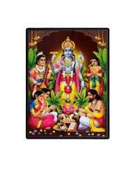 Satyanarayana Laminated Photo - 7x9 Inches, Divine Blessings for Home & Office and Temple Decoration