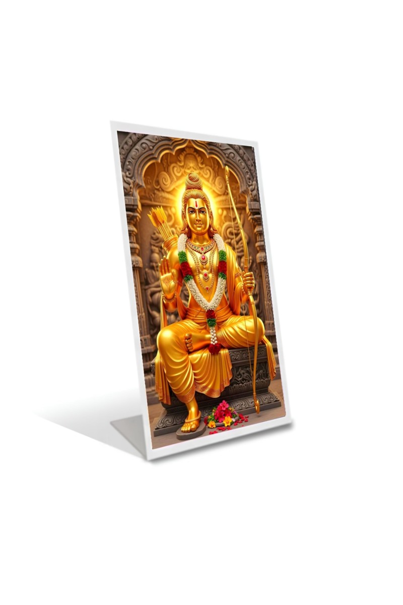 Car Desk/Table Top Jai Shree Ram Acrylic L-Style Photo Stand - 2.5x3.5 Inches, Compact And Stylish Spiritual Display (F6668)