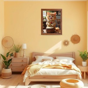 AI Funny Cute Cat Art Picture for Kids - 10x14 inches, Brown Color - Perfect Wall Decor for Children's Room AI Funny Cute Cat Art Picture for Kids - 10x14 inches, Brown Color - Perfect Wall Decor for Children's Room