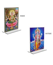 Lord Vishnu & Debi Lakhsmi Acrylic T-Style Photo Stand - 11x13 Inches, Compact and Stylish Spiritual Display, easily change 2 photos (Pack of 1)