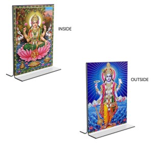 Lord Vishnu & Debi Lakhsmi Acrylic T-Style Photo Stand - 11x13 Inches, Compact and Stylish Spiritual Display, easily change 2 photos (Pack of 1) Lord Vishnu & Debi Lakhsmi Acrylic T-Style Photo Stand - 11x13 Inches, Compact and Stylish Spiritual Display, easily change 2 photos (Pack of 1)