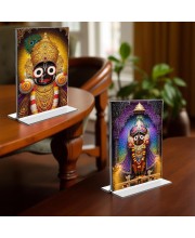 Lord Jagannath Acrylic T-Style Photo Stand - 11x13 Inches, Compact and Stylish Spiritual Display, easily change 2 photos (Pack of 1)