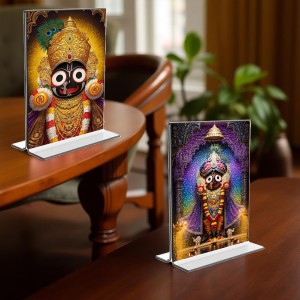 Lord Jagannath Acrylic T-Style Photo Stand, Compact and Stylish Spiritual Display, easily change 2 photos (Pack of 1) Lord Jagannath Acrylic T-Style Photo Stand, Compact and Stylish Spiritual Display, easily change 2 photos (Pack of 1)
