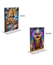 Lord Vishnu & Lord Jagannath Acrylic T-Style Photo Stand - 11x13 Inches, Compact and Stylish Spiritual Display, easily change 2 photos (Pack of 1)