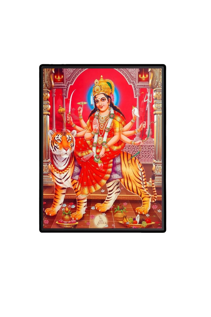 Maa Durga Laminated Photo (13x15 Inches Without glass) Divine Blessings for Table and Walls,Home & Office and Temple Decoration