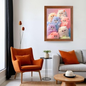 AI Funny Cute Cat Art Picture for Kids - 10x14 inches, Brown Color - Perfect Wall Decor for Children's Room