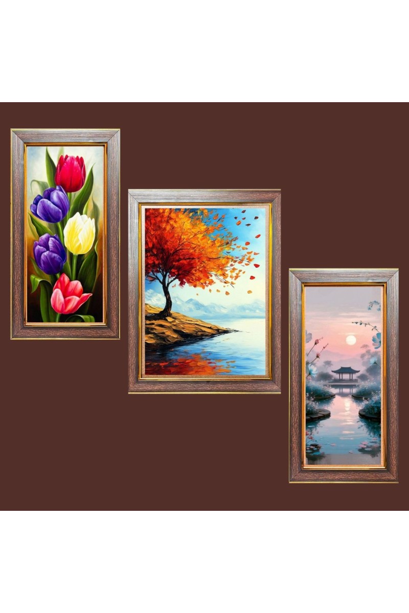 3-Pack Whispers Through the Leaves Photo Frames - 2 Pieces 10x17 Inch & 1 Piece 14x17 Inch - Rustic Wall Art for Home & Office Decor - Botanical Wall Hanging for Living Room, Bedroom, or Workspa
