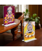 Lord Khatu shyam Acrylic T-Style Photo Stand - 5x7 Inches, Compact and Stylish Spiritual Display, easily change 2 photos (Pack of 1)