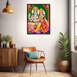 Vishnu Lakshmi Laminated Photo - 5x7 Inches, Divine Blessings for Home & Office and Temple Decoration