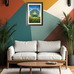 The beautiful peacock Black Photo Frame Funny Animal and Bird Cartoon Art The beautiful peacock Black Photo Frame Funny Animal and Bird Cartoon Art