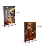 Sri Hanuman & Sri Ram Acrylic T-Style Photo Stand - 11x13 Inches, Compact and Stylish Spiritual Display, easily change 2 photos (Pack of 1)
