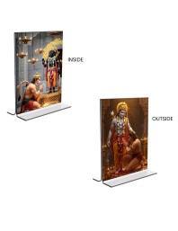 Sri Hanuman & Sri Ram Acrylic T-Style Photo Stand, Compact and Stylish Spiritual Display, easily change 2 photos (Pack of 1)