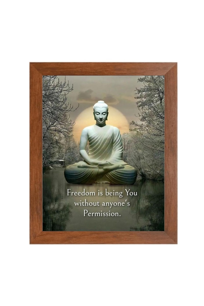 Buddha & His Famous Quote Photo Frame - Brown Frame, Perfect for Office & Wall Decoration, Ideal Gift