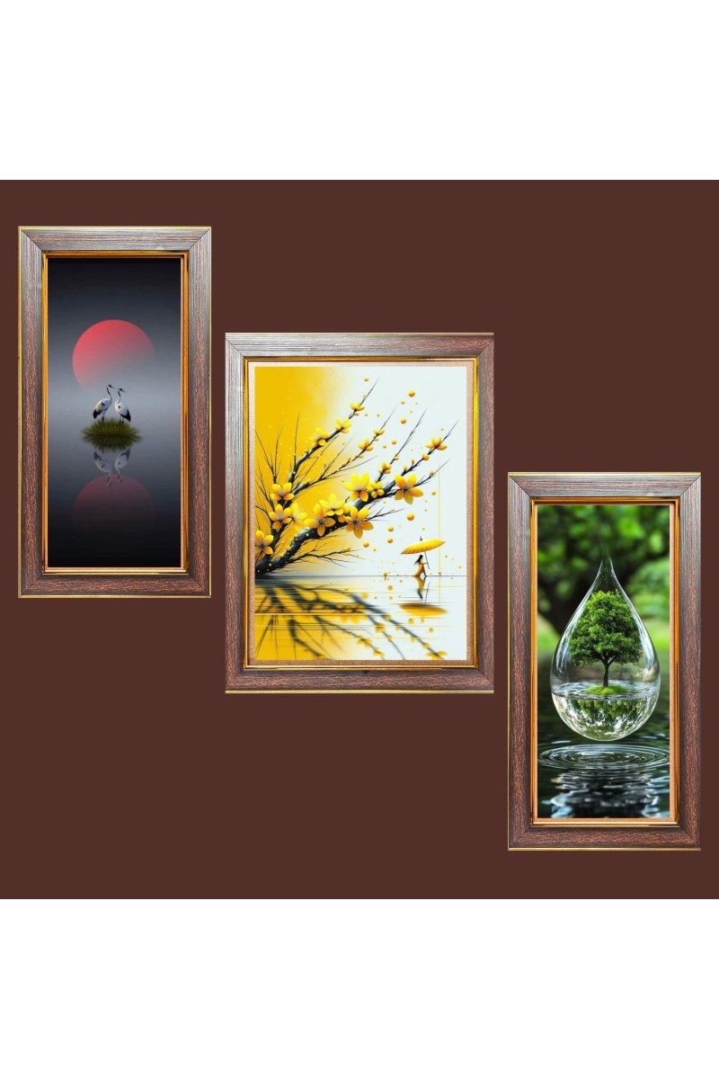 3-Pack Sails in the Windâ€™s Embrace Photo Frames - 2 Pieces 10x17 Inch & 1 Piece 14x17 Inch - Rustic Wall Art for Home & Office Decor - Botanical Wall Hanging for Living Room, Bedroom, or Works