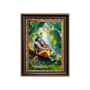 Sree Krishna and Shree Radha Digital Print Photo 6.7x8.7 inches - Vibrant Religious Wall Art for Home or Office Decor.