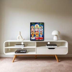 Brahma Vishnu & Shiva Laminated Photo - 7x9 Inches, Divine Blessings for Home & Office and Temple Decoration