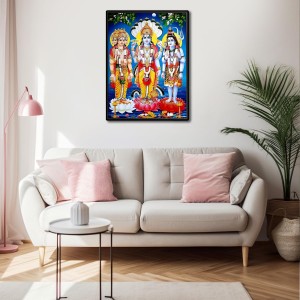 Brahma Vishnu & Shiva Laminated Photo - 7x9 Inches, Divine Blessings for Home & Office and Temple Decoration
