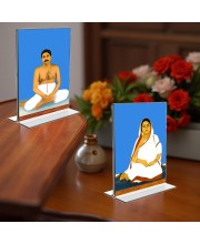 Anukul Chandra Thakur & Jagajanani Sree Sree Barama Acrylic T-Style Photo Stand - 11x13 Inches, Compact and Stylish Spiritual Display, easily change 2 photos (Pack of 1)