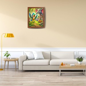 AI Funny Cute Elephant, Rabbit With Birds Art Picture for Kids - 14x18 inches, Brown Color - Perfect Wall Decor for Children's Room AI Funny Cute Elephant, Rabbit With Birds Art Picture for Kids - 14x18 inches, Brown Color - Perfect Wall Decor for Children's Room