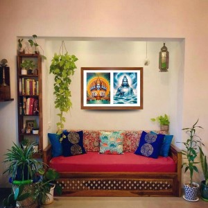 Lord surya and varuna Photo Frame - 17x21Inches - Spiritual Artwork for Home Decor, Puja Room and Office Decoration Lord surya and varuna Photo Frame - 17x21Inches - Spiritual Artwork for Home Decor, Puja Room and Office Decoration