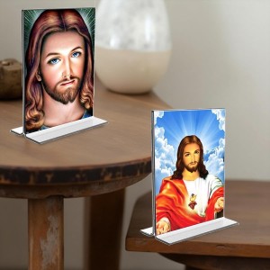 Car Desk/Table Top Jesus Crist Acrylic T-Style Photo Stand - 2.5x3.5 Inches, Compact and Stylish Spiritual Display, easily change 2 photos (Pack of 1) Car Desk/Table Top Jesus Crist Acrylic T-Style Photo Stand - 2.5x3.5 Inches, Compact and Stylish Spiritual Display, easily change 2 photos (Pack of 1)