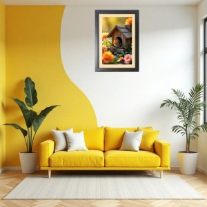 The cute bird in nest house Black Photo Frame Funny Animal and Bird Cartoon Art The cute bird in nest house Black Photo Frame Funny Animal and Bird Cartoon Art