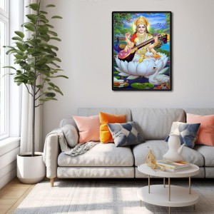 Saraswati Laminated Photo - 5x7 Inches, Divine Blessings for Home & Office and Temple Decoration Saraswati Laminated Photo - 5x7 Inches, Divine Blessings for Home & Office and Temple Decoration
