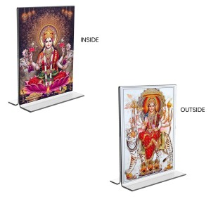 Debi Lakshmi & Debi Durga Acrylic T-Style Photo Stand, Compact and Stylish Spiritual Display, easily change 2 photos (Pack of 1) Debi Lakshmi & Debi Durga Acrylic T-Style Photo Stand, Compact and Stylish Spiritual Display, easily change 2 photos (Pack of 1)