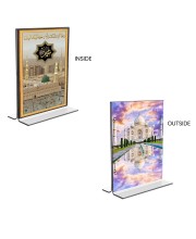 Taj Mahal & Mecca Madina Acrylic T-Style Photo Stand - 11x13 Inches, Compact and Stylish Spiritual Display, easily change 2 photos (Pack of 1)