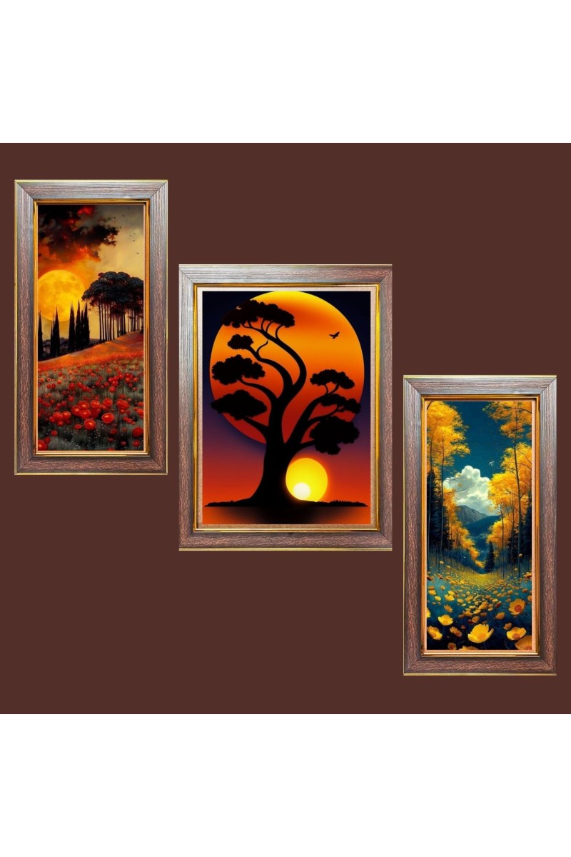 3-Pack Natureâ€™s Timeless Tale painting Photo Frames - 2 Pieces 8x15 Inch & 1 Piece 12x15 Inch - Rustic Wall Art for Home & Office Decor - Botanical Wall Hanging for Living Room, Bedroom, or Wo