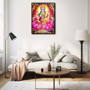 Maa Lakshmi Laminated Photo - 7x9 Inches, Divine Blessings for Home & Office and Temple Decoration Maa Lakshmi Laminated Photo - 7x9 Inches, Divine Blessings for Home & Office and Temple Decoration
