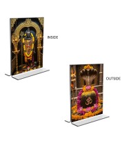 Lord Shiva & Shiva Lingam Acrylic T-Style Photo Stand - 11x13 Inches, Compact and Stylish Spiritual Display, easily change 2 photos (Pack of 1)