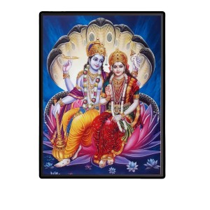 Vishnu Lakshmi Laminated Photo - 5x7 Inches, Divine Blessings for Home & Office and Temple Decoration