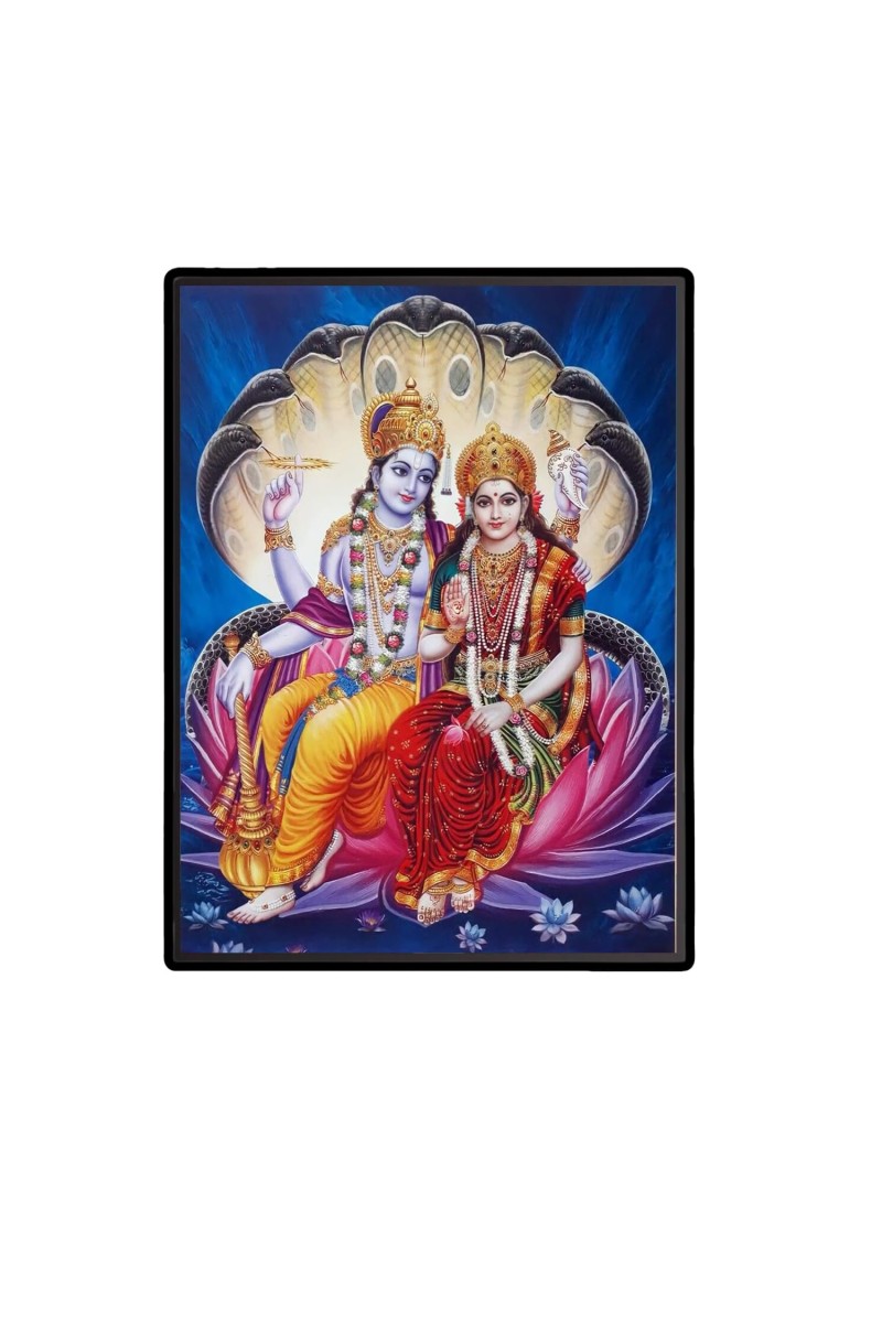 Vishnu Lakshmi Laminated Photo - 5x7 Inches, Divine Blessings for Home & Office and Temple Decoration