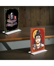 Lord Shiva Acrylic T-Style Photo Stand - 11x13 Inches, Compact and Stylish Spiritual Display, easily change 2 photos (Pack of 1)