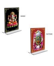 Sri Ganesh & Lord Shiva Lingam Acrylic T-Style Photo Stand - 11x13 Inches, Compact and Stylish Spiritual Display, easily change 2 photos (Pack of 1)