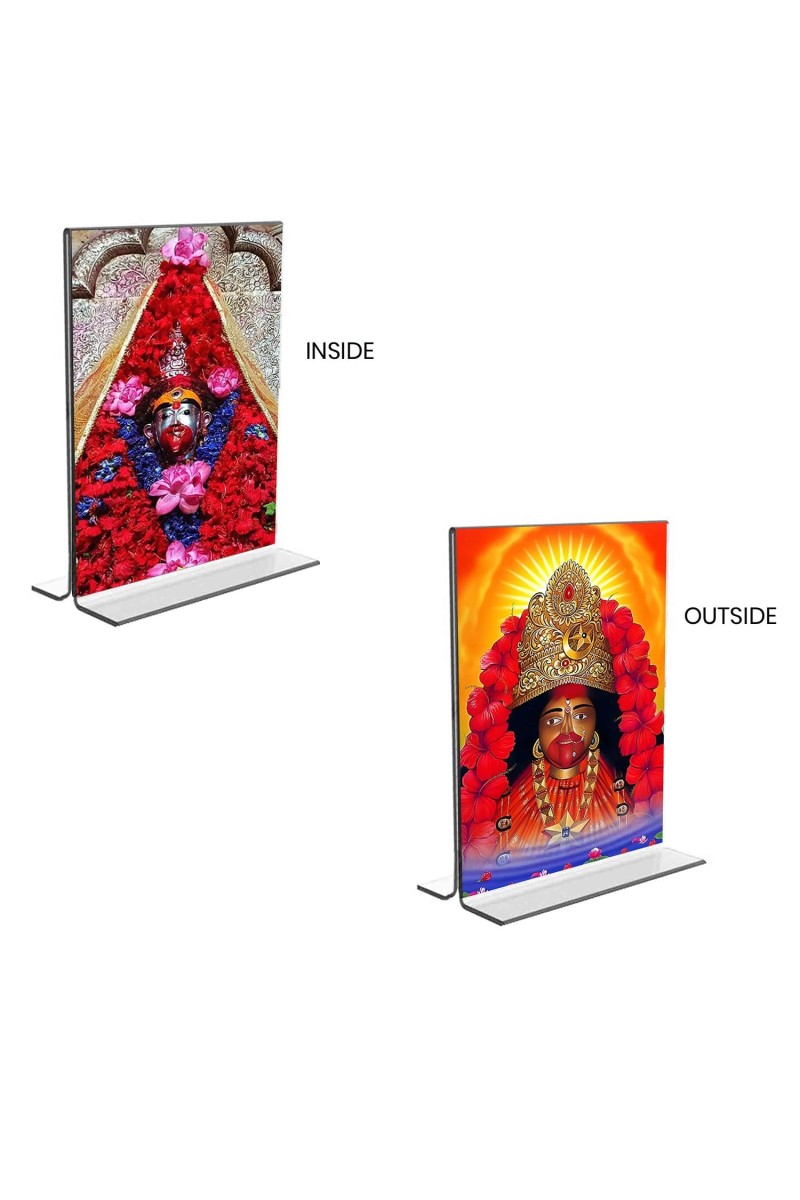 Tara Debi Acrylic T-Style Photo Stand, Compact and Stylish Spiritual Display, easily change 2 photos (Pack of 1)