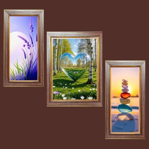 3-Pack Serenity at it Photo Frames - 2 Pieces 10x17 Inch & 1 Piece 14x17 Inch - Rustic Wall Art for Home & Office Decor - Botanical Wall Hanging for Living Room, Bedroom, or Workspace