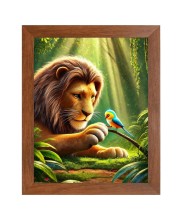 AI Funny Lion with bird Art Picture for Kids - 10x14 inches, Brown Color - Perfect Wall Decor for Children's Room AI Funny Lion with bird Art Picture for Kids - 10x14 inches, Brown Color - Perfect Wall Decor for Children's Room