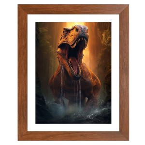AI Funny Dinosaurs Art Picture for Kids - 10x14 inches, Brown Color - Perfect Wall Decor for Children's Room