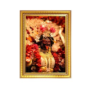 Maa Kali Photo Frame - 10x14 Inches, Brown Wooden Frame for Home, Office & Temple Decoration